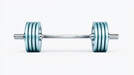 Naklejka premium A sleek barbell with silver weights, ideal for fitness enthusiasts. Perfect for gym settings, exercise routines, and strength training imagery.