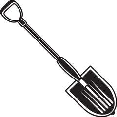 Auger Rustic Tool for Gardening, Silhouette vector art illustration with a white background