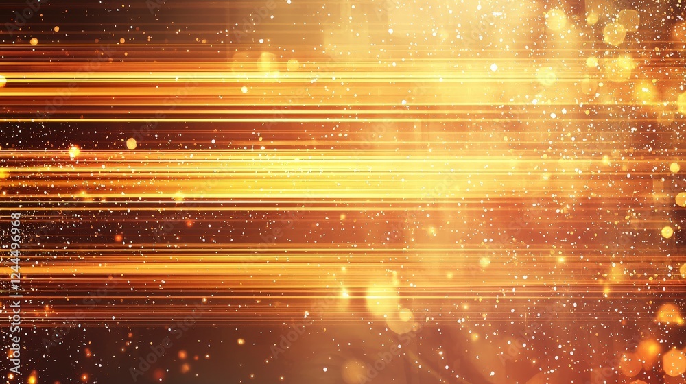 Poster this captivating golden abstract background features luminous streaks of light and sparkling particl