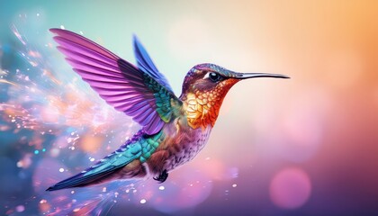 Vibrant Abstract Hummingbird Design A Colorful Gradient Masterpiece with Bold Hues and Intricate Detail, Perfect for Digital Art, Home Decor, or Design Inspiration.