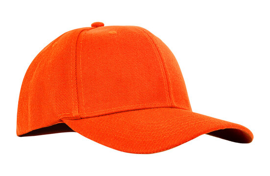 Classic orange cap with curved visor on transparent background. Ideal for mockups, branding or graphic design.