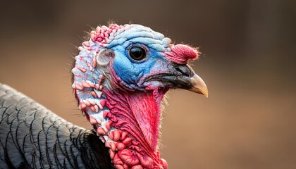 Playful Turkey Bird Portrait Intricate Plumage, Intense Eyes, and Textured Feathers against a Rustic Background