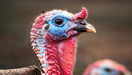 Inquisitive Turkey Bird with Detailed Textural Plumage A Comical Closeup Capturing Turkeys Expressive Personalities against Rich Autumnal Backdrop