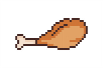 Pixel art of fried chicken. Drumstick and wings chicken pixel. 