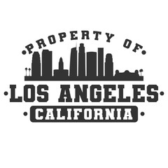 Fototapeta premium Los Angeles, CA, USA City Varsity Skyline. A Logotype Sports College and University Style. Illustration Design Vector Emblem.
