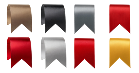 Elegant Satin Ribbons in Various Colors for Crafting Projects, isolated on transparent background