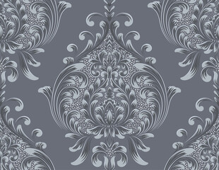 Damask seamless pattern element. Vector classical luxury old fashioned damask ornament, royal victorian seamless texture for wallpapers, textile, wrapping. Vintage exquisite floral baroque template.