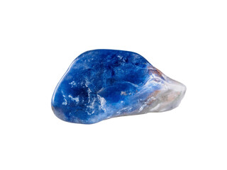 Sodalite mineral. Rich blue color with white veining. Natural rock, gemstone, often used in decorative arts.