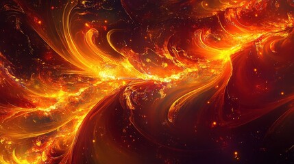 Fiery Cosmic Nebula Swirling Inferno Abstract Space Art