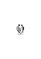 Obraz premium Stylized Family Symbol with Two Parents and a Child in an Elegant Black Silhouette Logo Design
