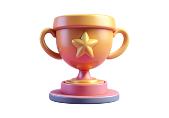gold cup isolated on white, Golden Trophy with Star Emblem, 3d rending golden trophy with emblem star on white background. award trophy for best excellence 