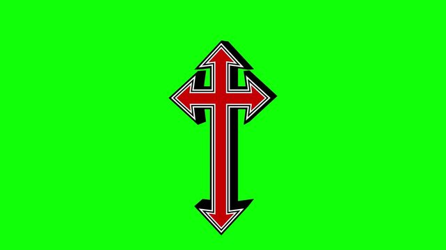 Christian crosses animation. Catholic, orthodox, protestan crosses motion on green screen background. Religious symbols animated 4k chroma key