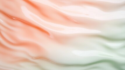 Fototapeta premium Peach and Mint Gradient Texture: An abstract image showcasing a smooth, flowing texture with a soft ombre transition from peach to mint green.