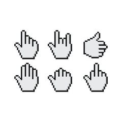 Pixel Hand Icon Set Vector Design.