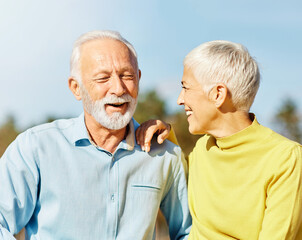 woman man outdoor senior couple happy lifestyle retirement together smiling love fun elderly active vitality nature mature