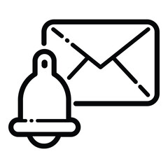Notification Bell With Envelope Flat Icon Isolated On White Background
