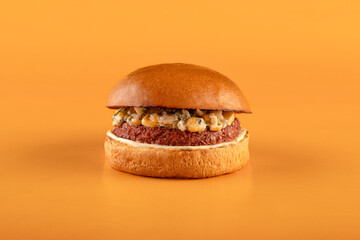 Gourmet Cheese burger on colorful background