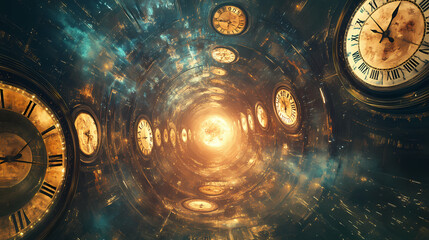 Infinity of timelines and parallel universes, multiverse, timelines, endless, concept, space, universe, dimensional. Parallel Universe & Alternate History. Illustration