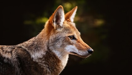 Fototapeta premium Striking Coyote Portrait Created with Generative AI Technology, Depicting a Wild Canid in HighDefinition Detail, Captured against a Desert Landscape at Twilight.