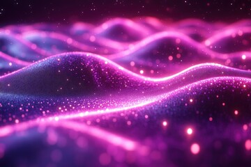 Fototapeta premium Abstract waves of light with vibrant colors and sparkling particles.