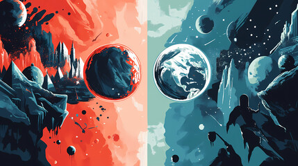 Multiverse theory illustration, parallel universes. Parallel Universe & Alternate History. Illustration