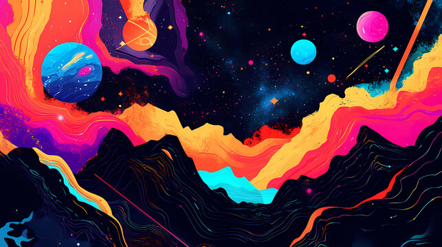 Multidimensional portal scene with swirling cosmic energies vibrant nebulae and geometric patterns bridging parallel universes. Parallel Universe & Alternate History. Illustration