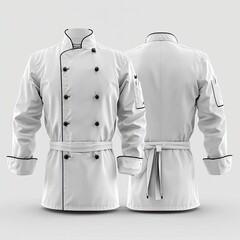 Naklejka premium Professional chef's uniform displayed from front and back on a neutral background (6)