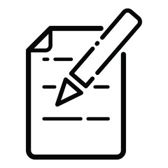 Pencil On Document Flat Icon Isolated On White Background