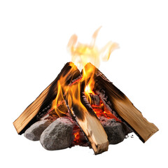 Fast Burning Flame from a Campfire Isolated on Transparent Background