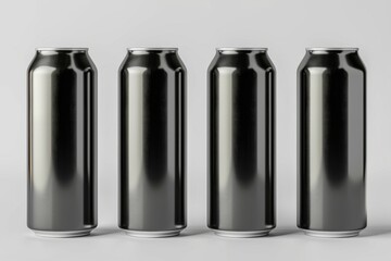 Realistic 3D vector illustration of black aluminum soft drink cans, isolated on a white background