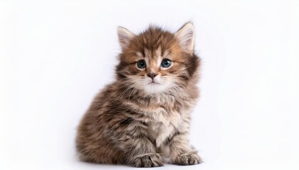 Gorgeous Isolated Portrait of a Fluffy White Kitten in High Resolution, Perfect for Digital Art, Home Decor, and Design Inspiration