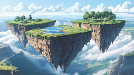 A parallel universe where gravity behaves differently allowing for floating landscapes. Parallel Universe & Alternate History. Illustration