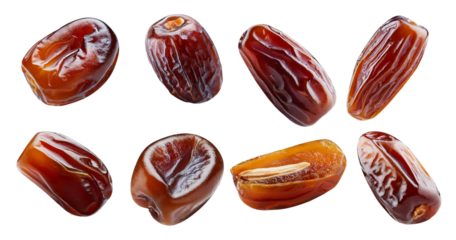 Fresh Medjool Dates with Juicy Texture on White Background, isolated on transparent background