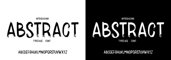 Typeface or font hand drawn made with brushstrokes. Grunge original engraved sketchy alphabet