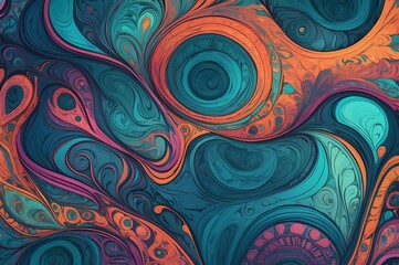 Fototapeta premium Design Vorlage Hintergrund Grafik - Boho Muster in psychedelischen Farben