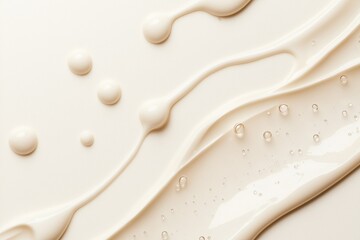 Liquid Texture: A close-up abstract image of swirling, translucent liquid drops and streaks on a neutral background. The abstract pattern creates a sense of movement and fluidity.