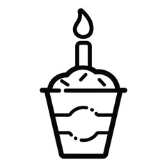 Cupcake Candle Flat Icon Isolated On White Background