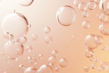 Ethereal Bubbles: A close-up abstract of delicate, shimmering air bubbles floating in a soft, peach-toned liquid, creating a mesmerizing and ethereal backdrop.