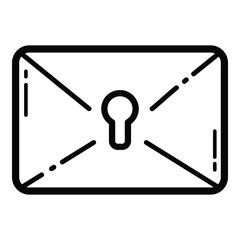 Locked Envelope Outline Icon Flat Icon Isolated On White Background