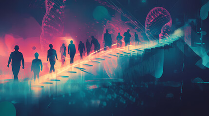 Dna sequencing journey through time. Narrative Sequences. Illustration