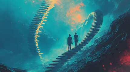 Dna sequencing journey through time. Narrative Sequences. Illustration