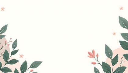 Naklejka premium Watercolor floral background with pink and green leaves