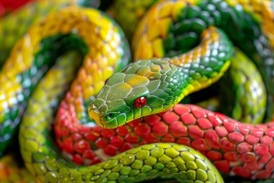 Serpiente multicolor, serpiente venenosa de colores v&iacute;vidos