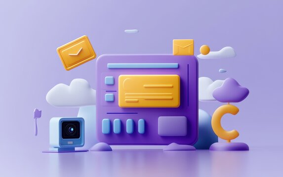 Abstract 3D Illustration of Networking and Cloud Technology Concept