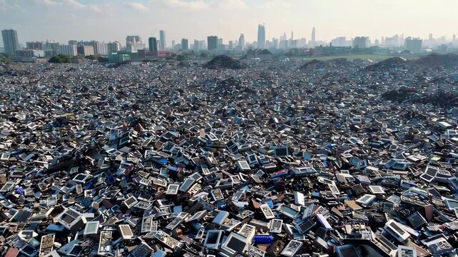 Electronic waste pollution presents a global challenge, with discarded computers, monitors, and other devices accumulating in massive landfills, posing significant environmental and health risks