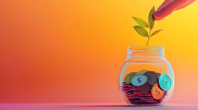 Financial Literacy Concept for National Financial Awareness Day with Money-Saving Illustration and Copy Space for Text in Flat Design Style - Powered by Adobe