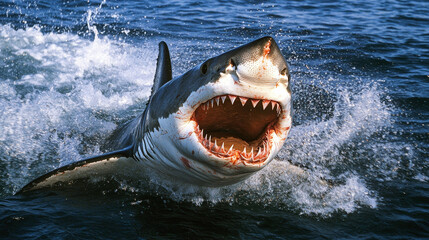 Fototapeta premium Ocean Titan: Great White Shark Near the Pacific Coast
