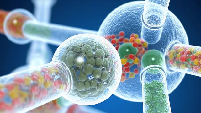 Molecules in abstract blue background