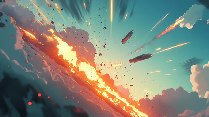 Action-packed animation frame: dynamic and bold sequences for thrilling visuals. Narrative Sequences. Illustration