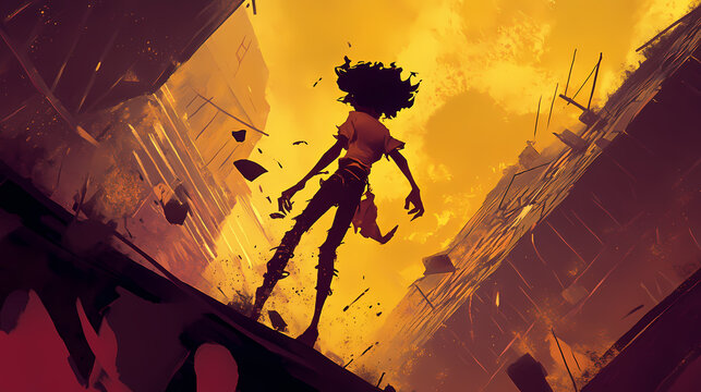 Action-packed animation frame: dynamic and bold sequences for thrilling visuals. Narrative Sequences. Illustration